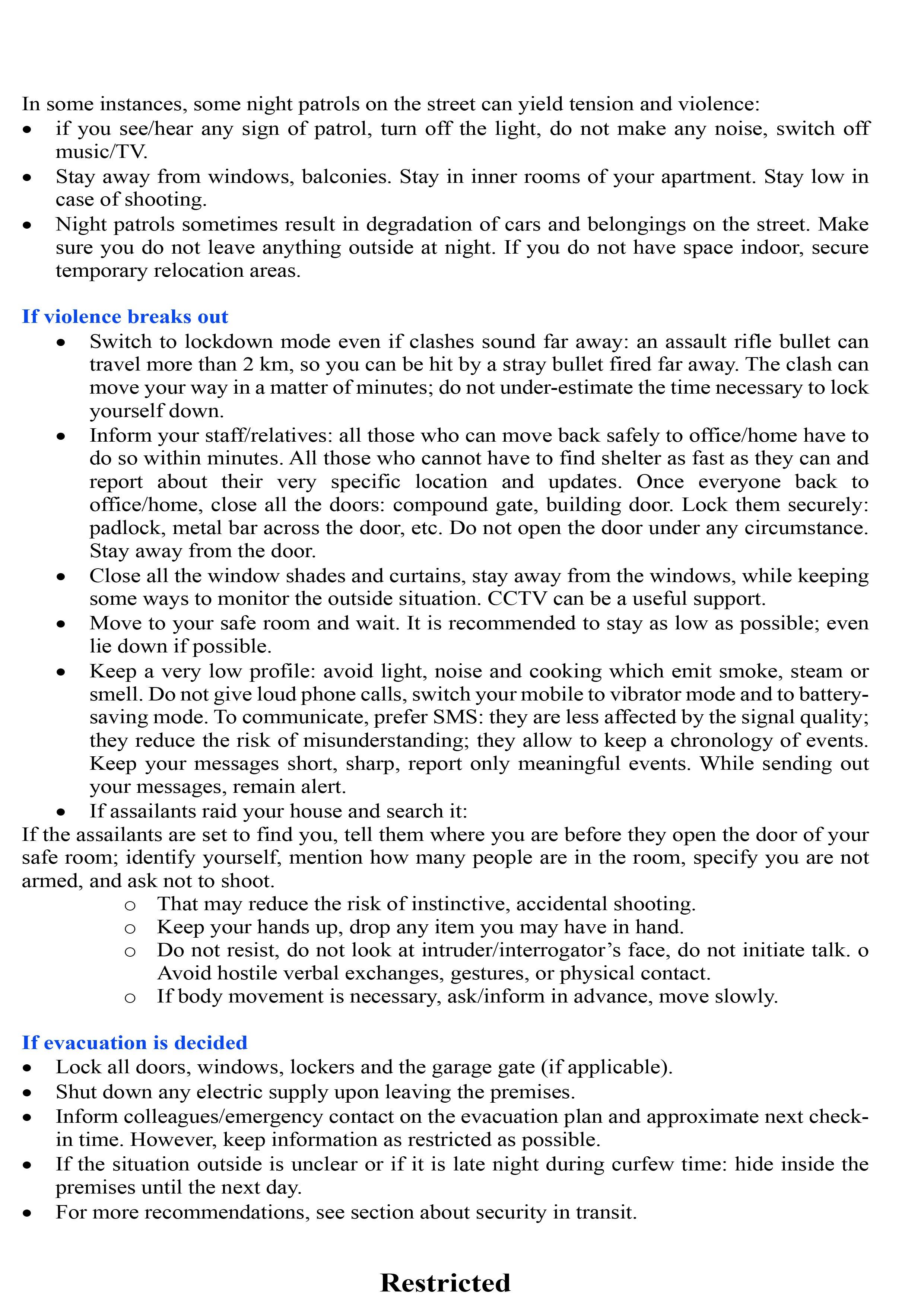Safety & Security Policy and Procedures