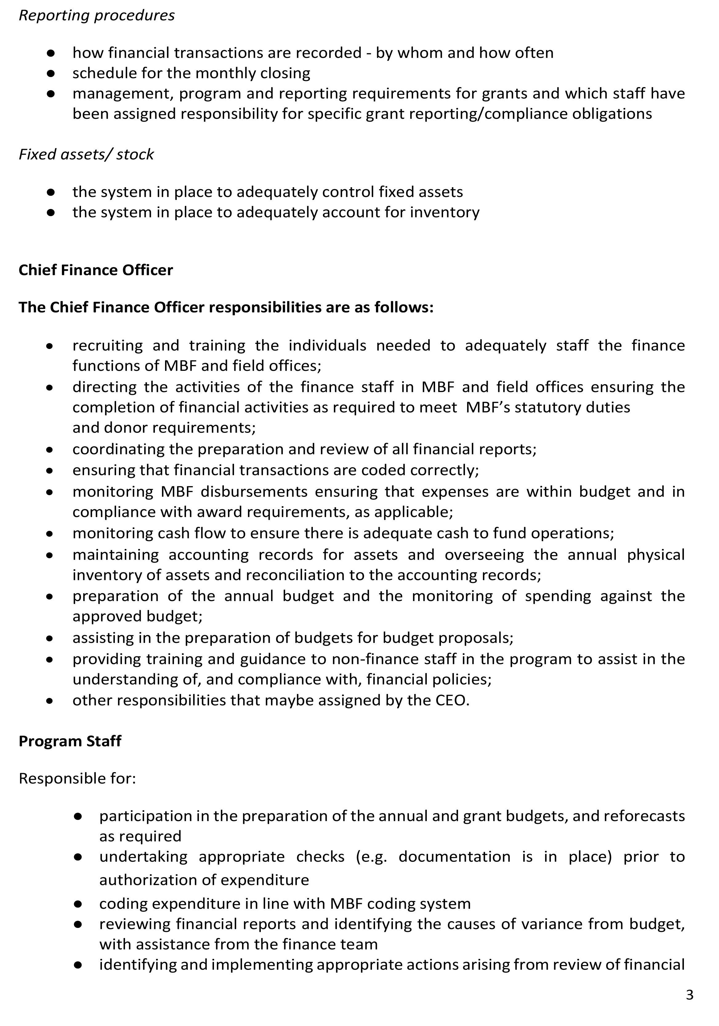 Finance Procedures