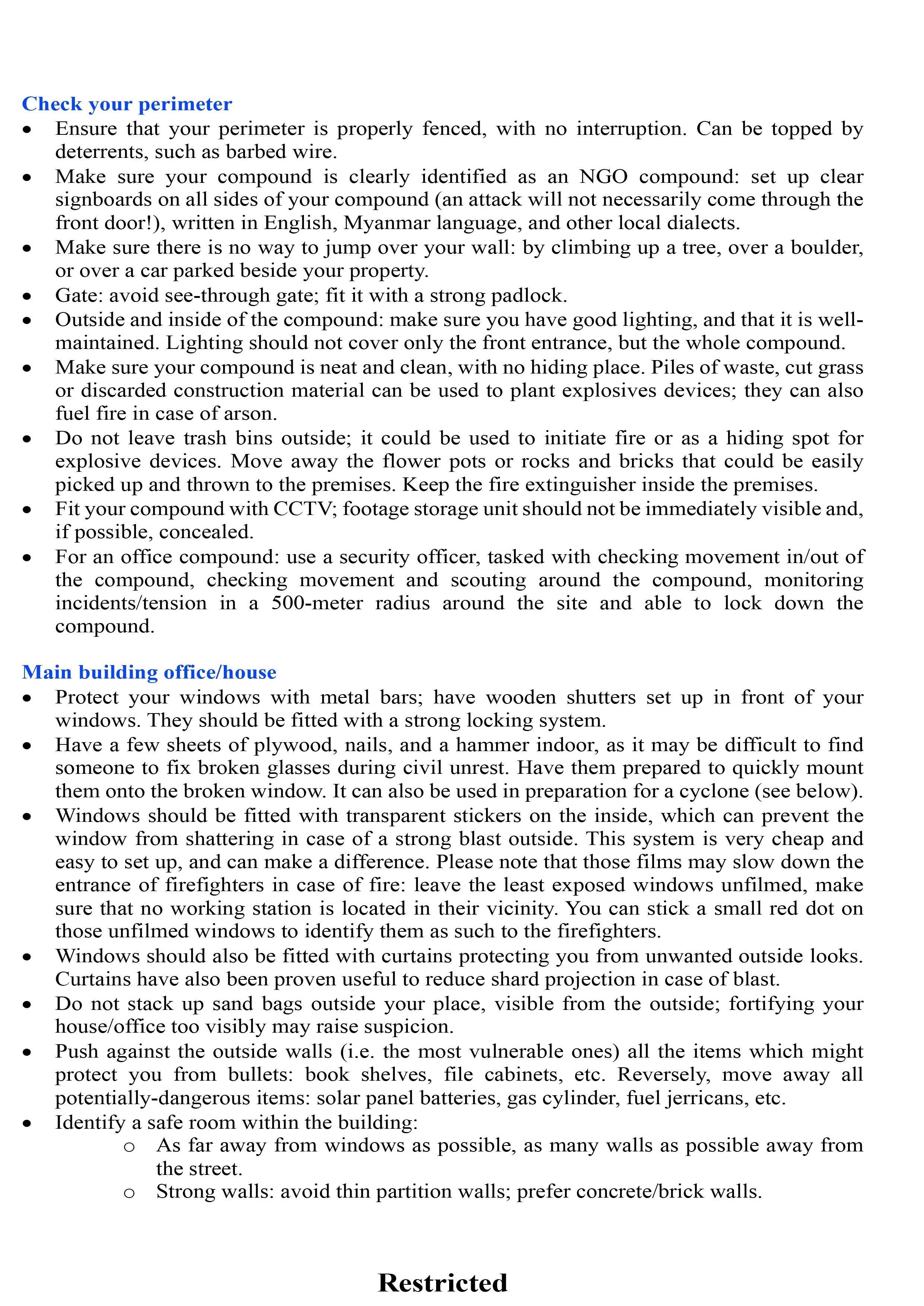 Safety & Security Policy and Procedures