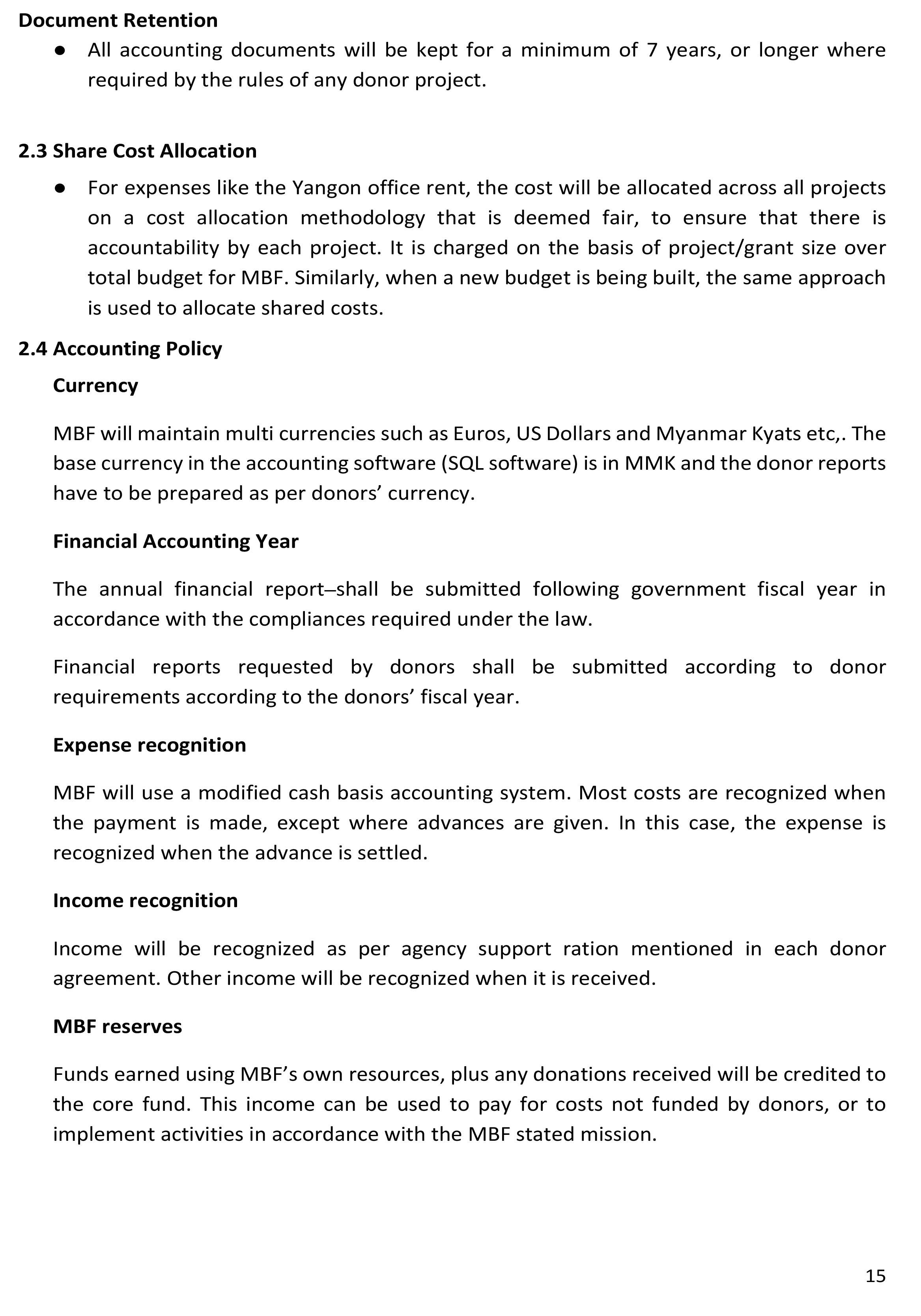 Finance Procedures