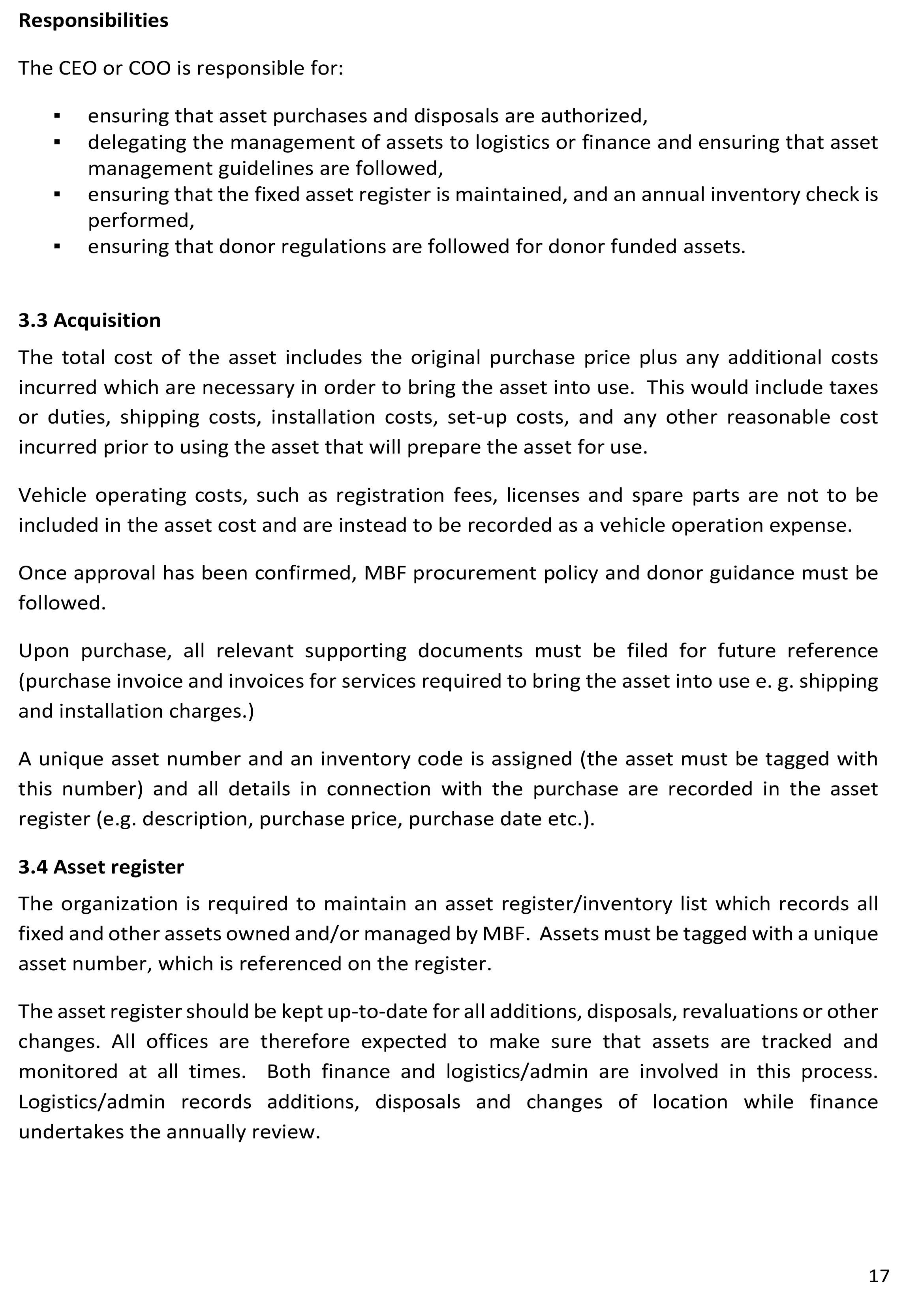 Finance Procedures