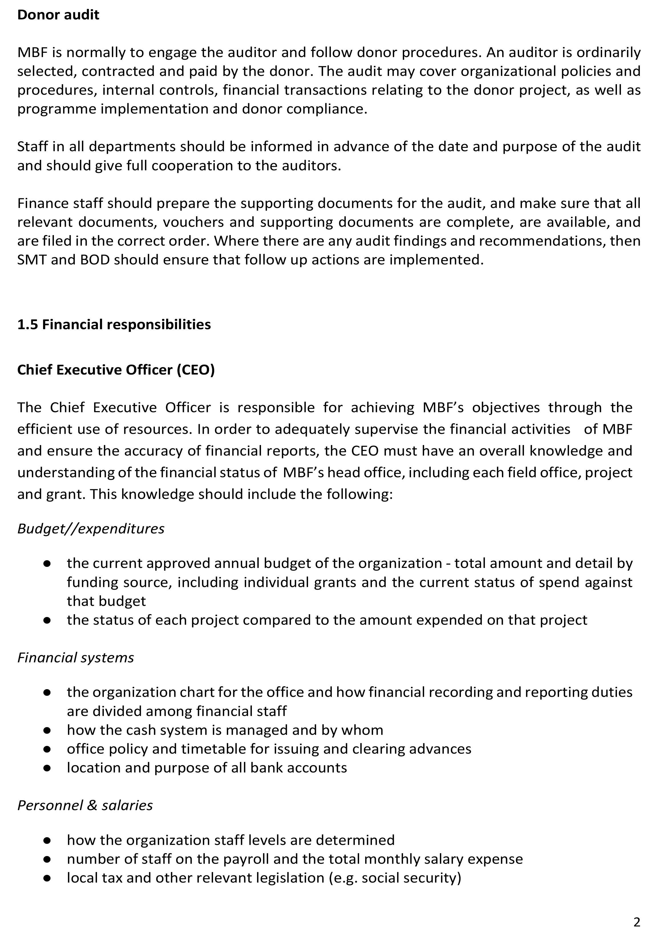 Finance Procedures