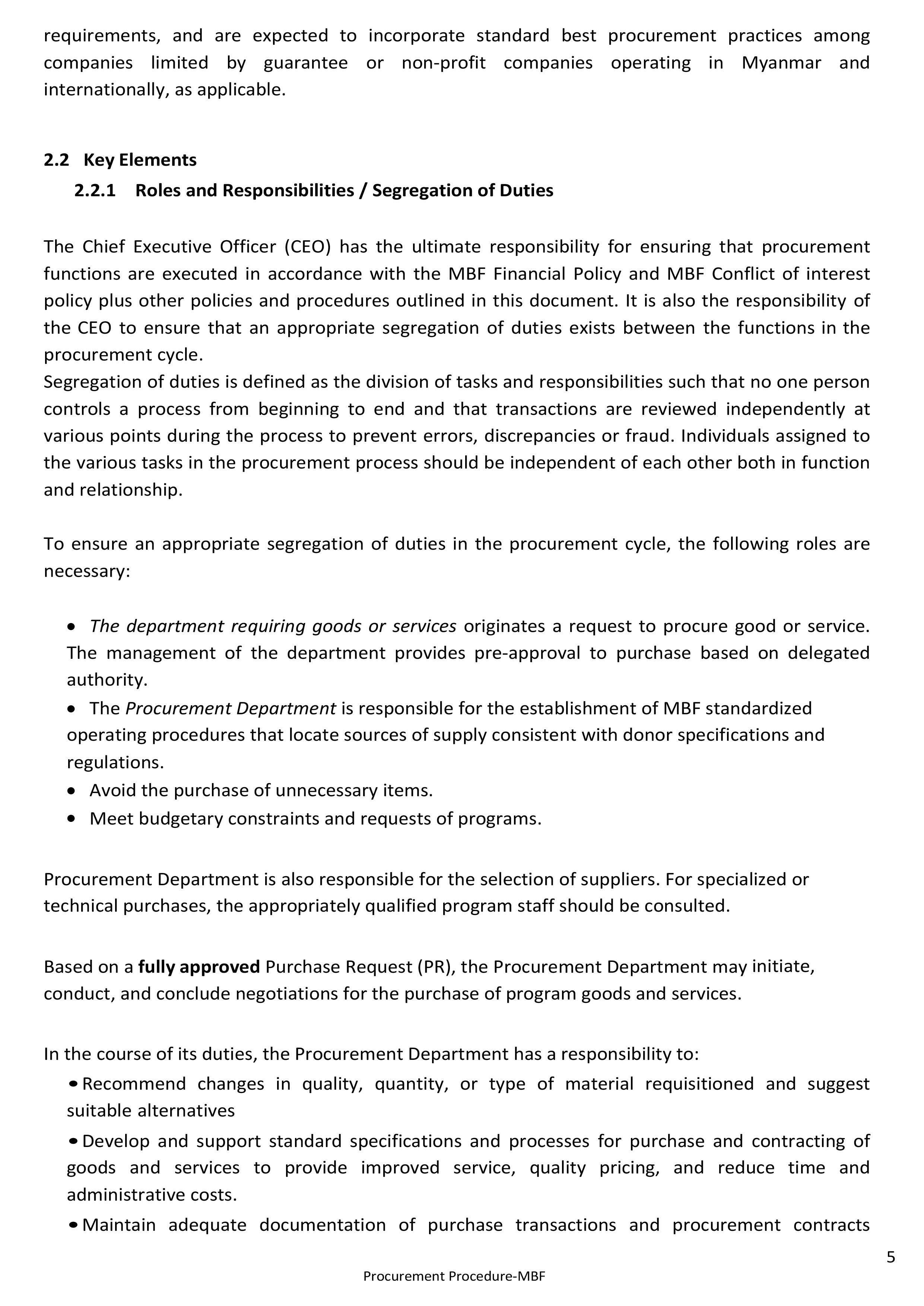 Procurement Procedures