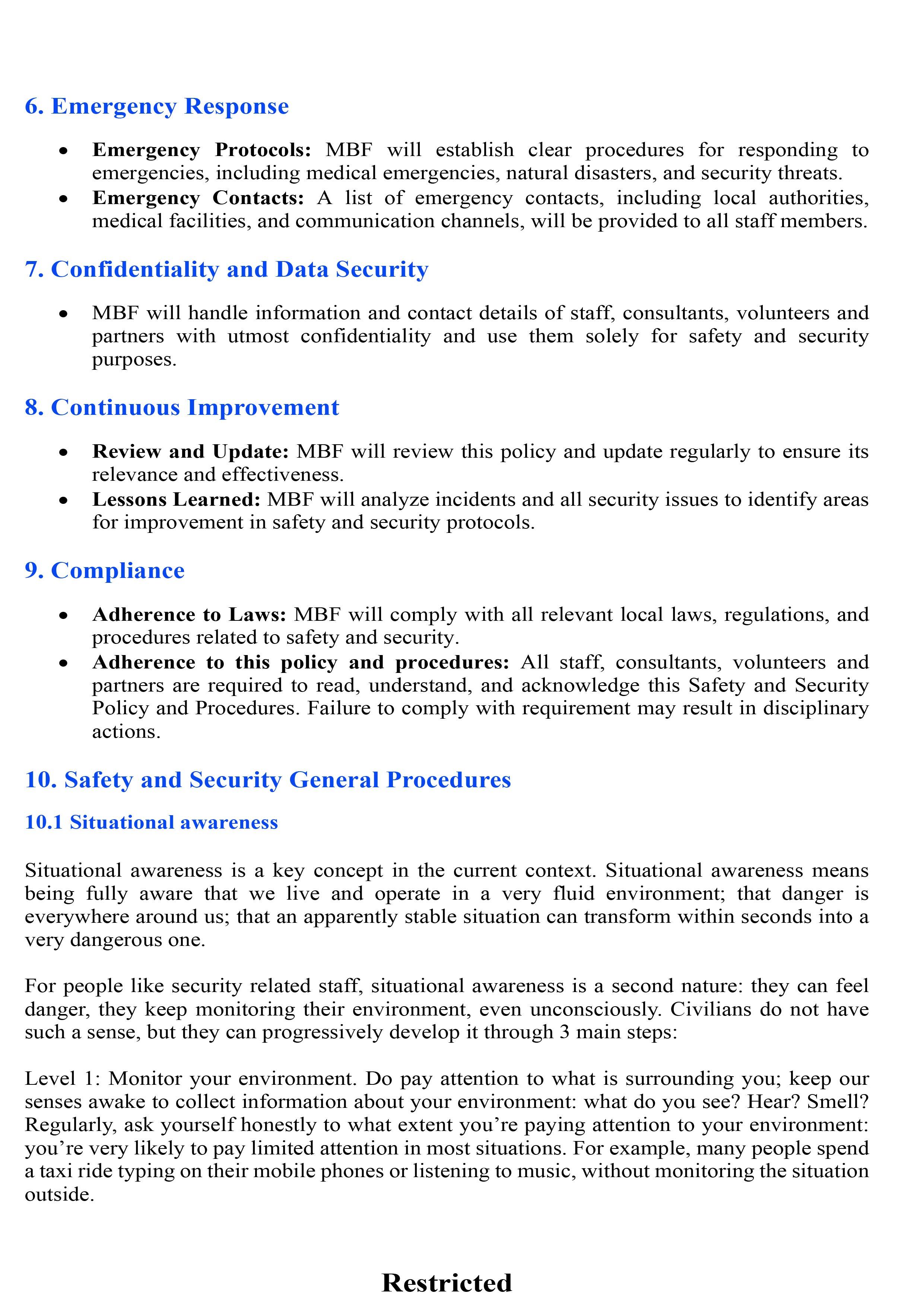 Safety & Security Policy and Procedures