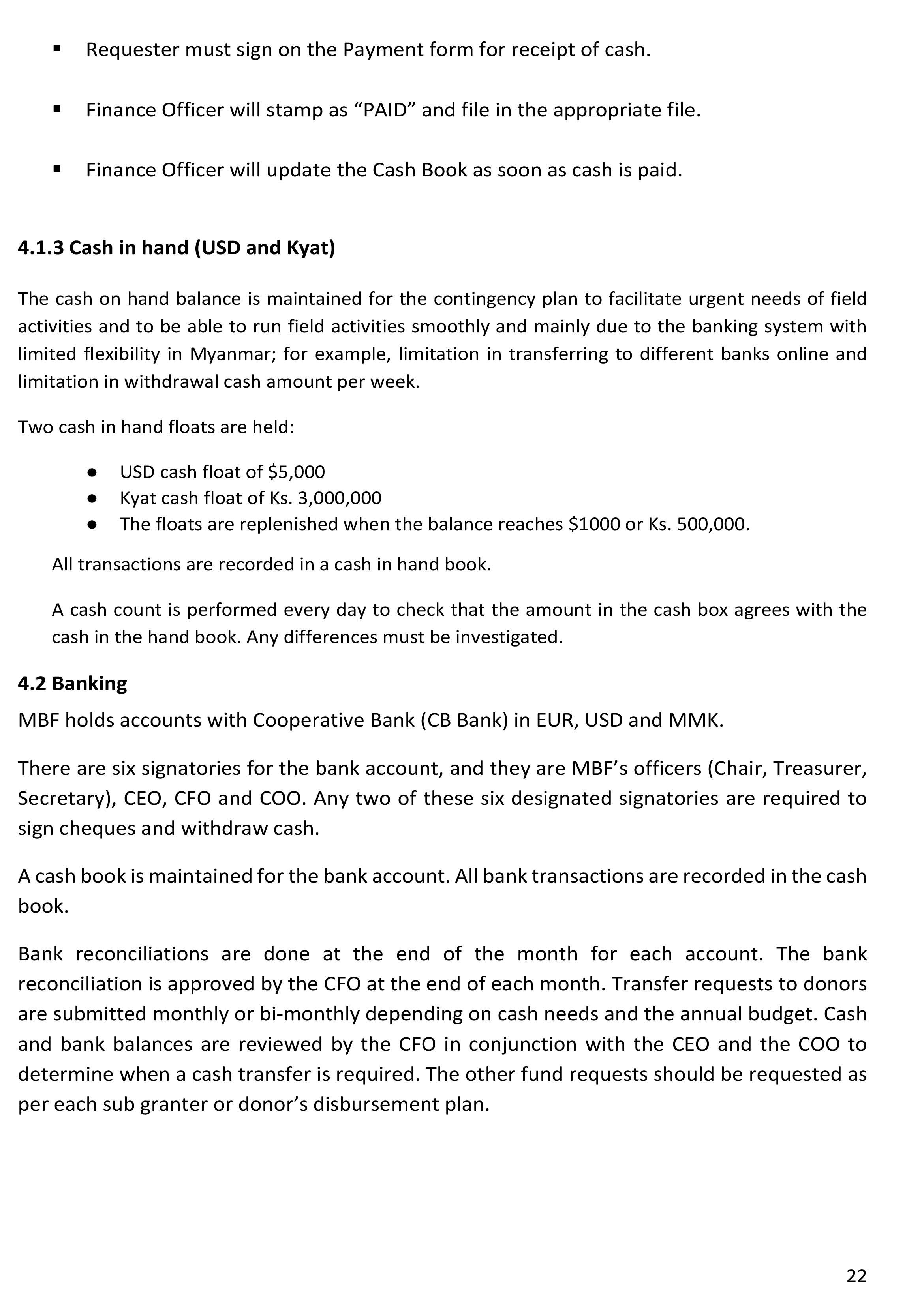 Finance Procedures