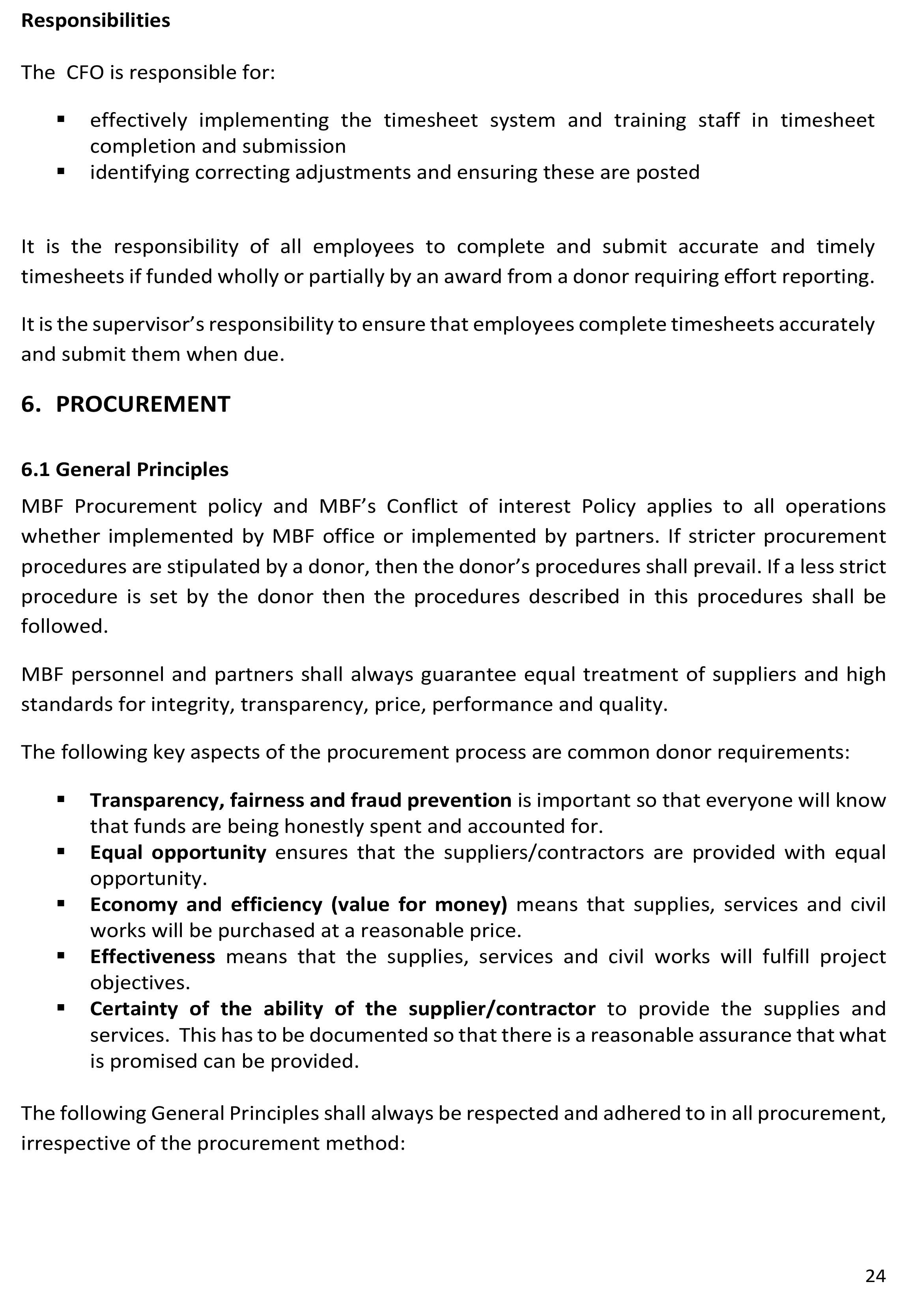 Finance Procedures