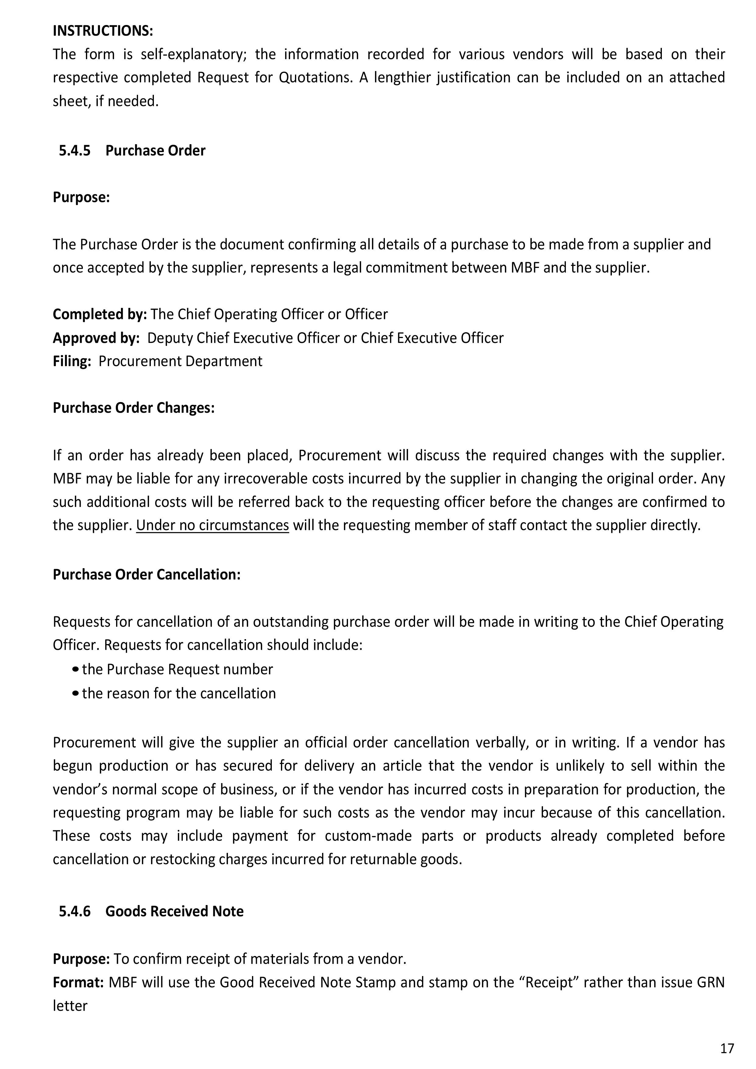 Procurement Procedures
