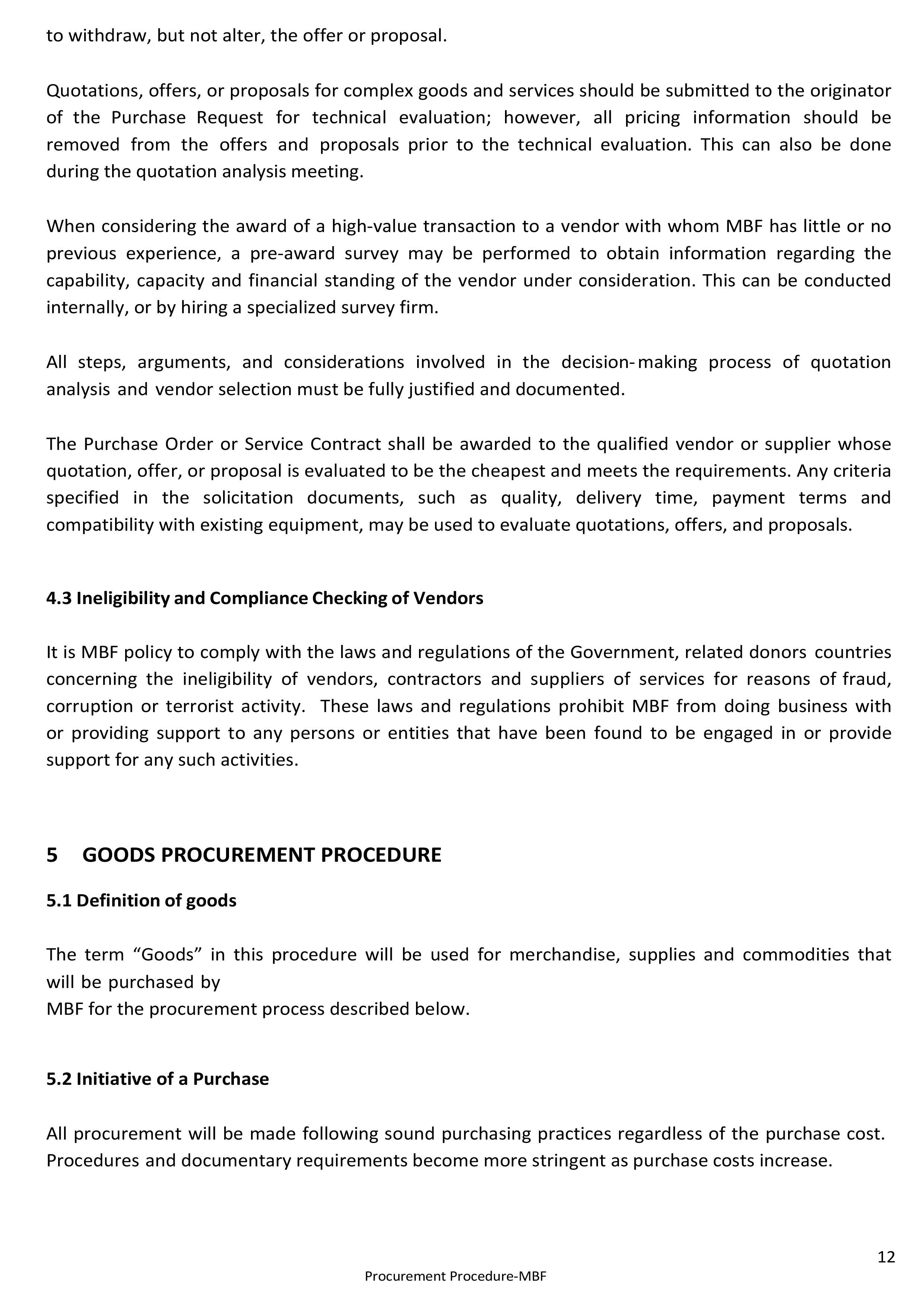 Procurement Procedures