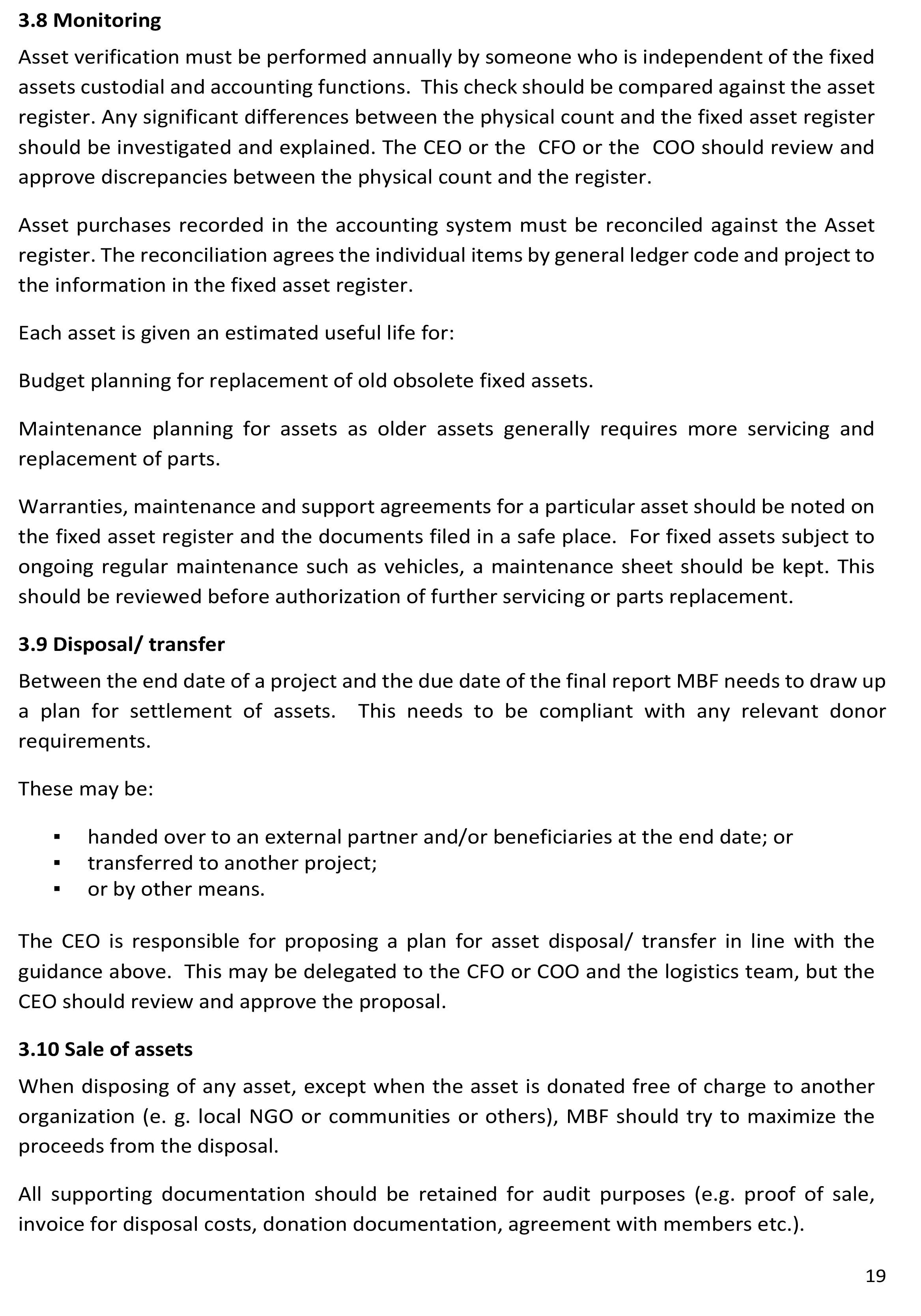 Finance Procedures
