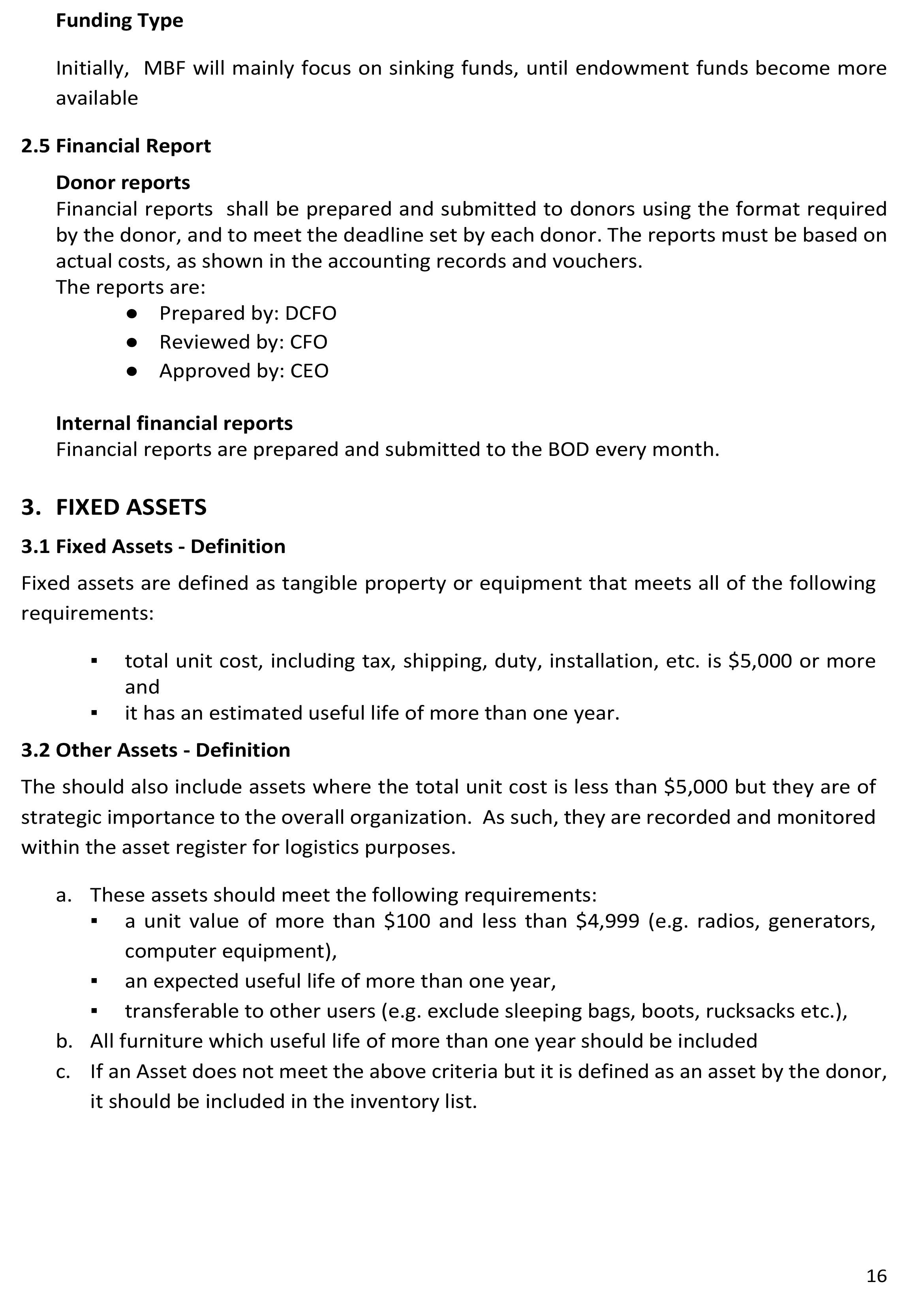 Finance Procedures
