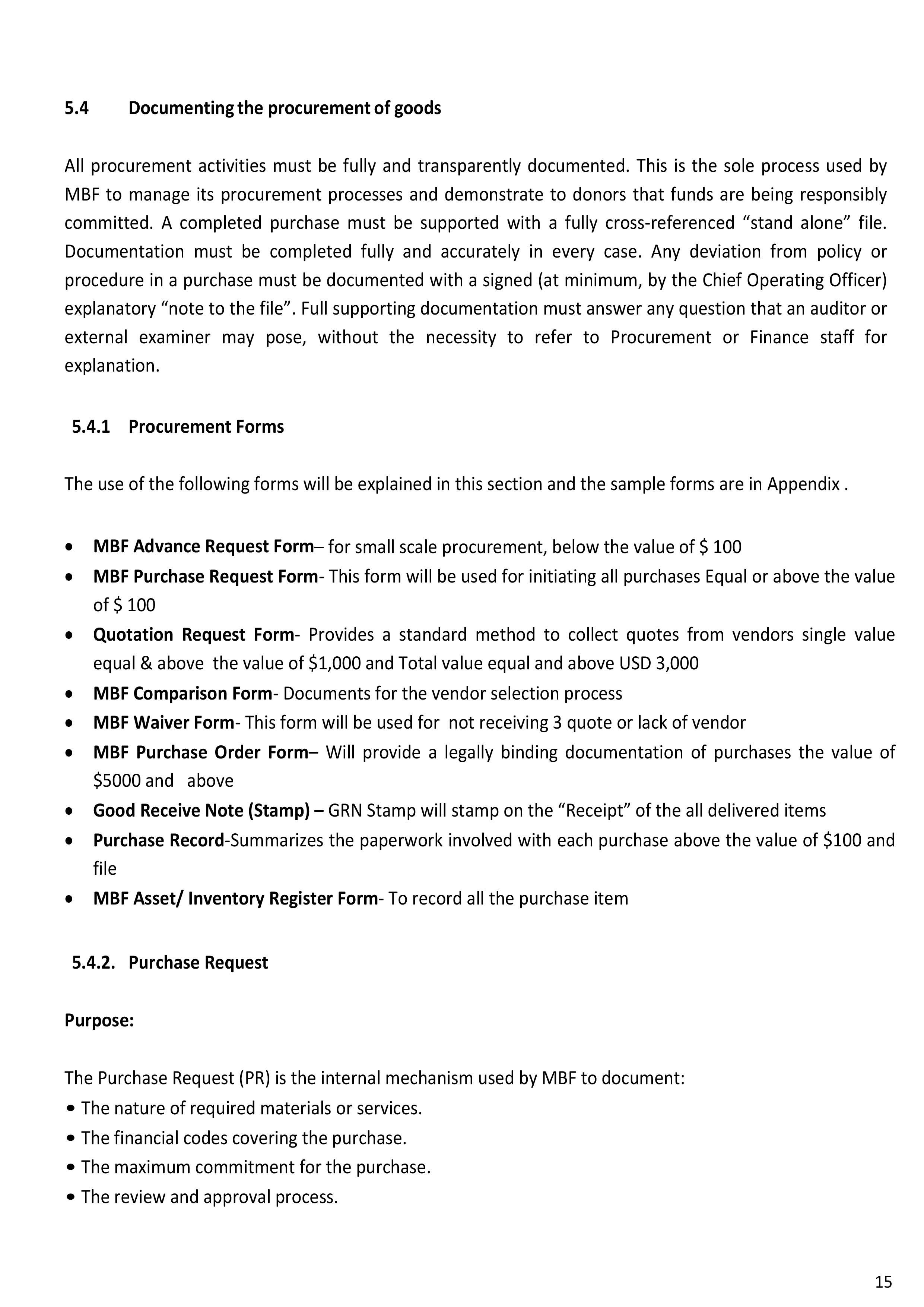 Procurement Procedures