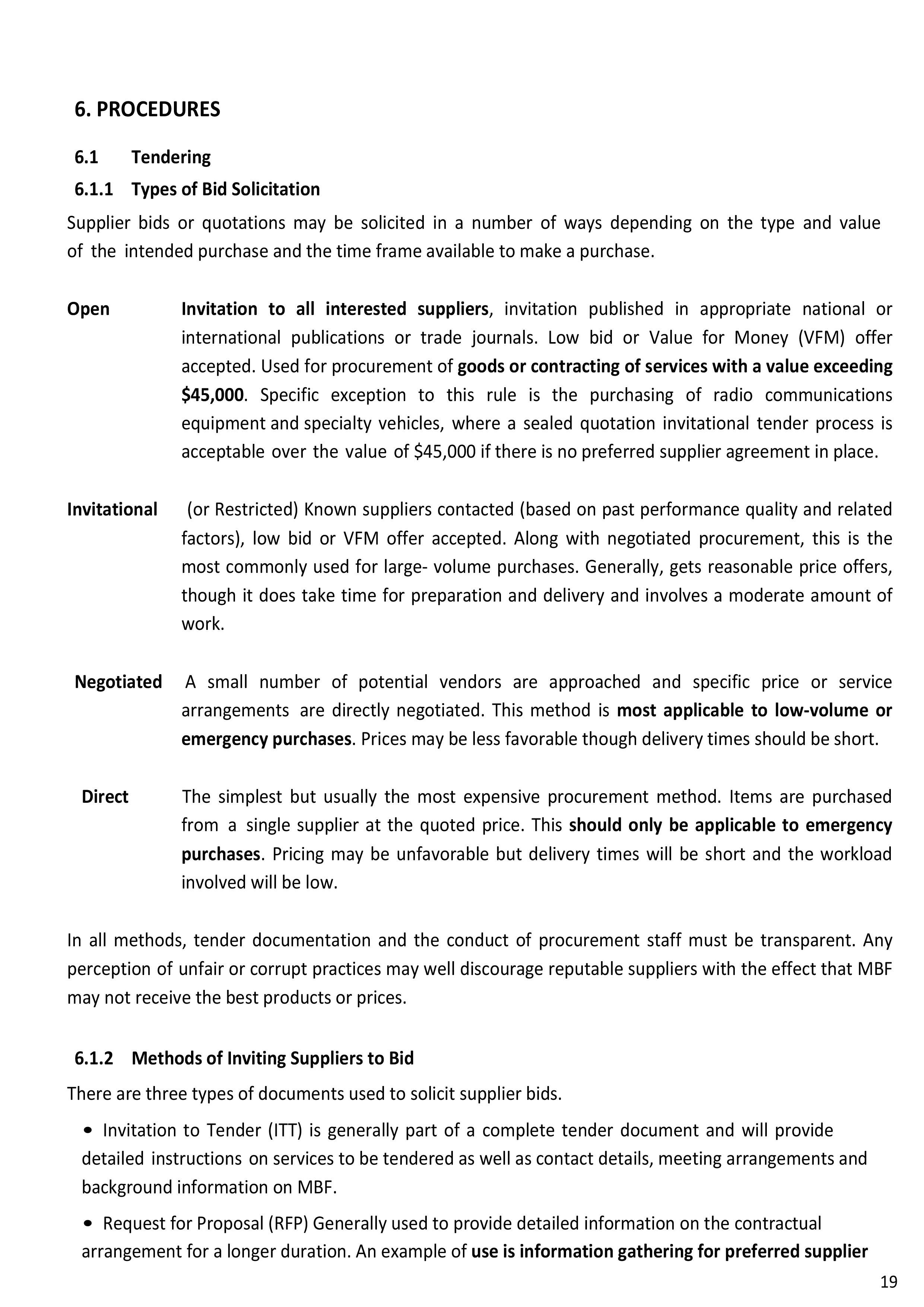 Procurement Procedures