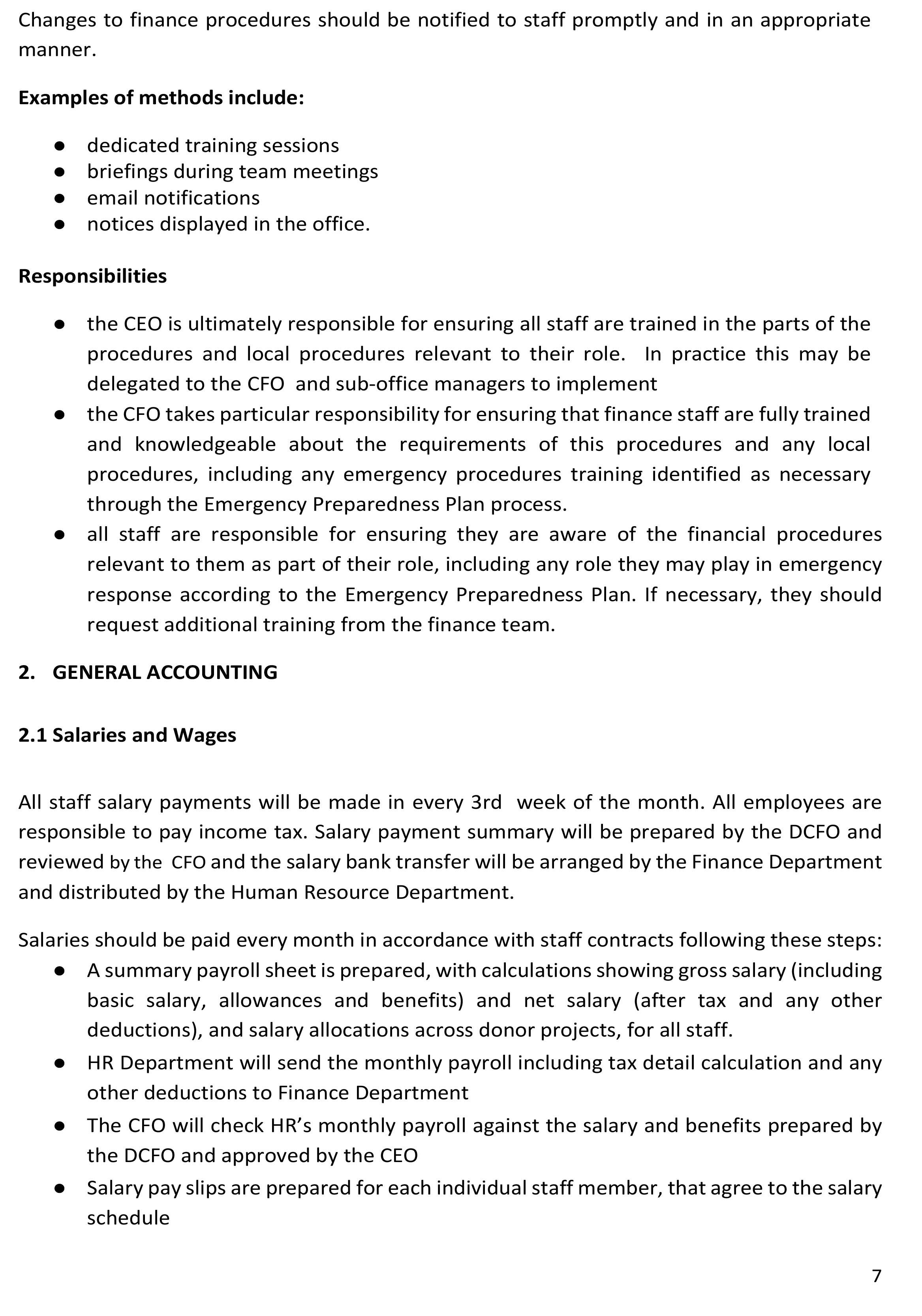 Finance Procedures