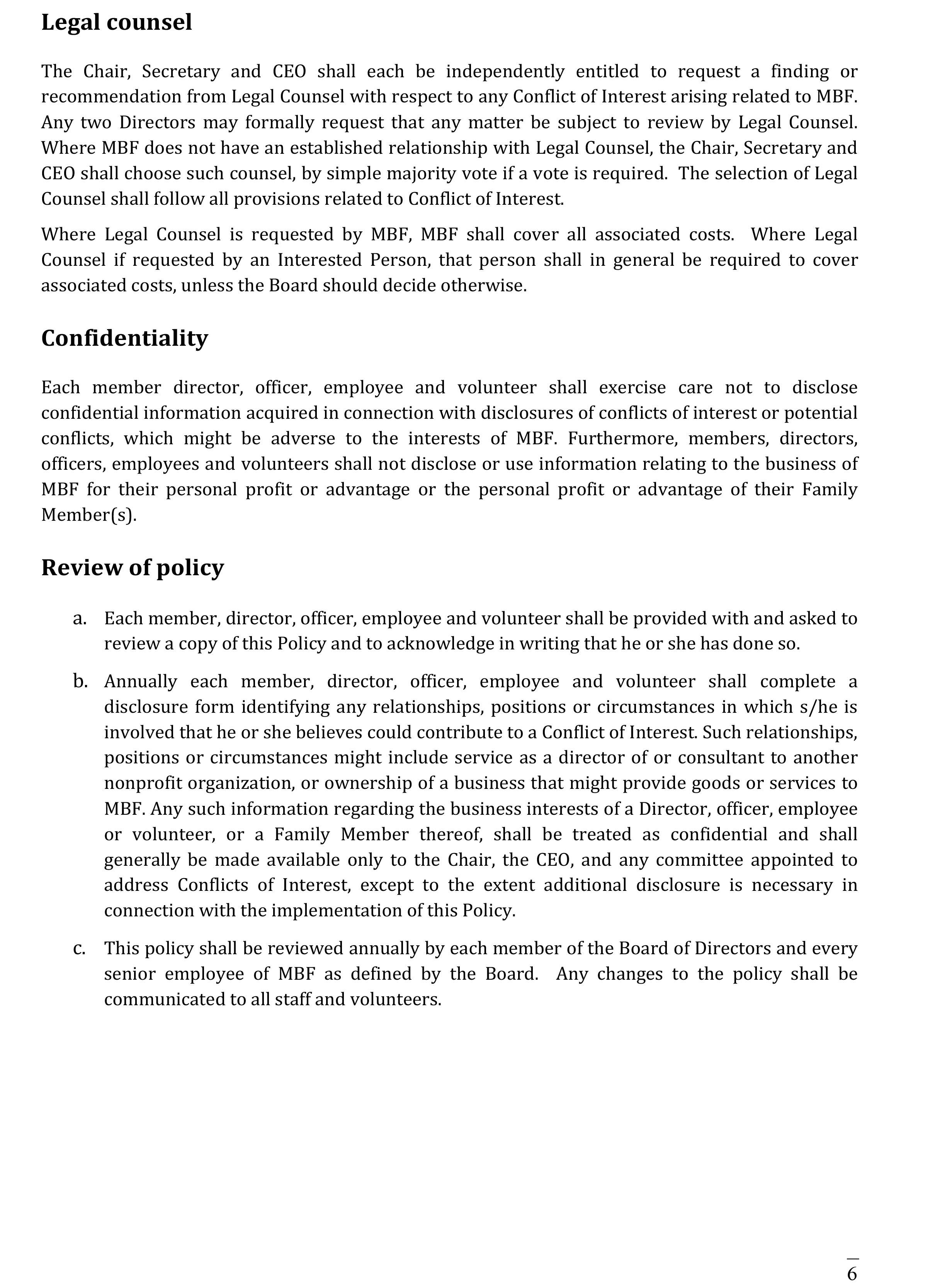 Conflict of Interest Policy