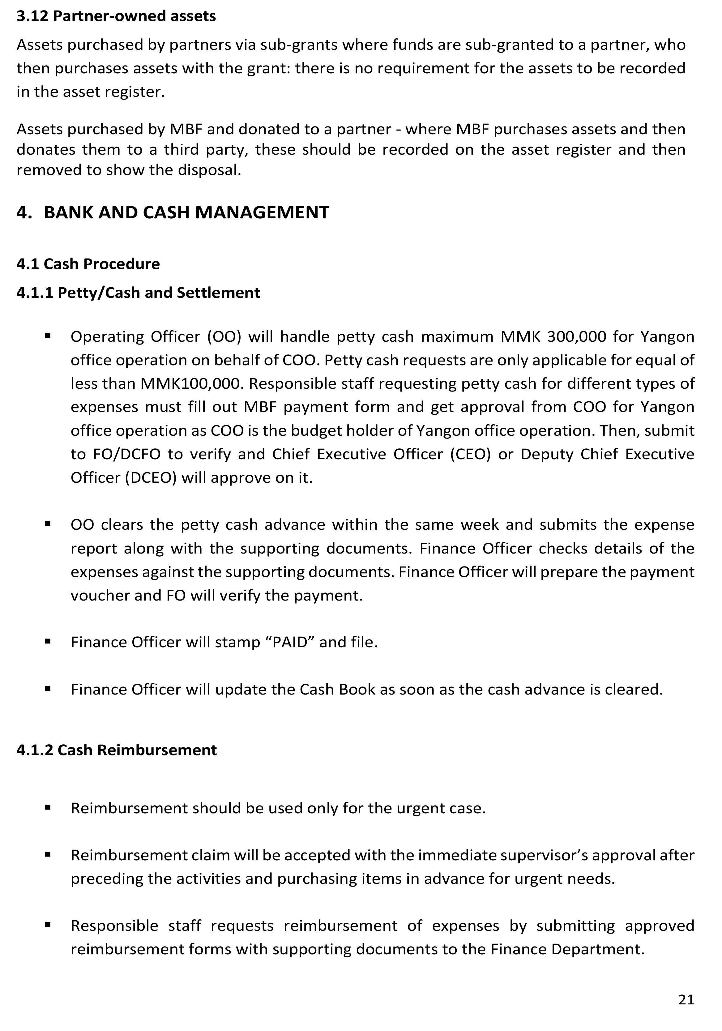 Finance Procedures