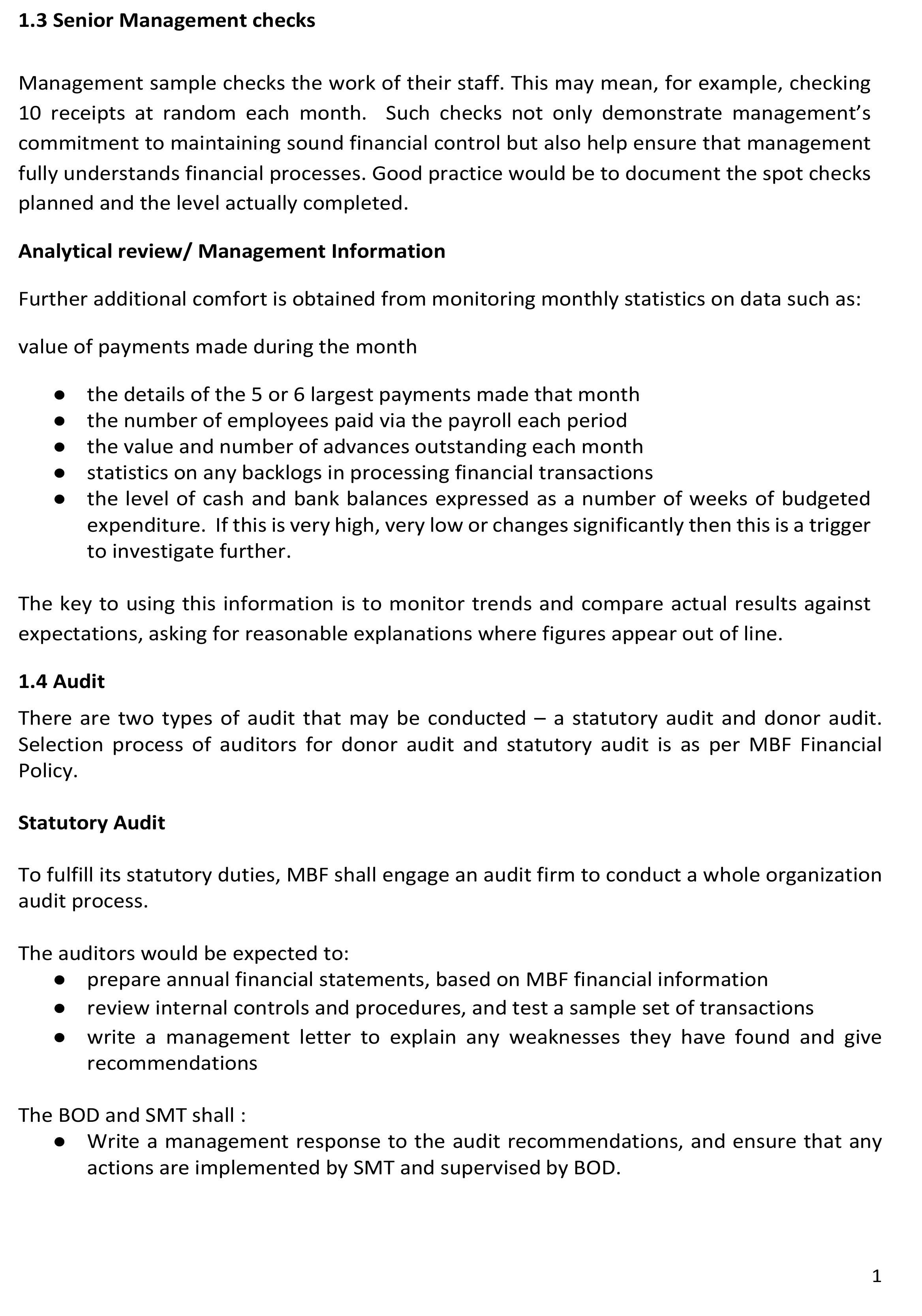 Finance Procedures