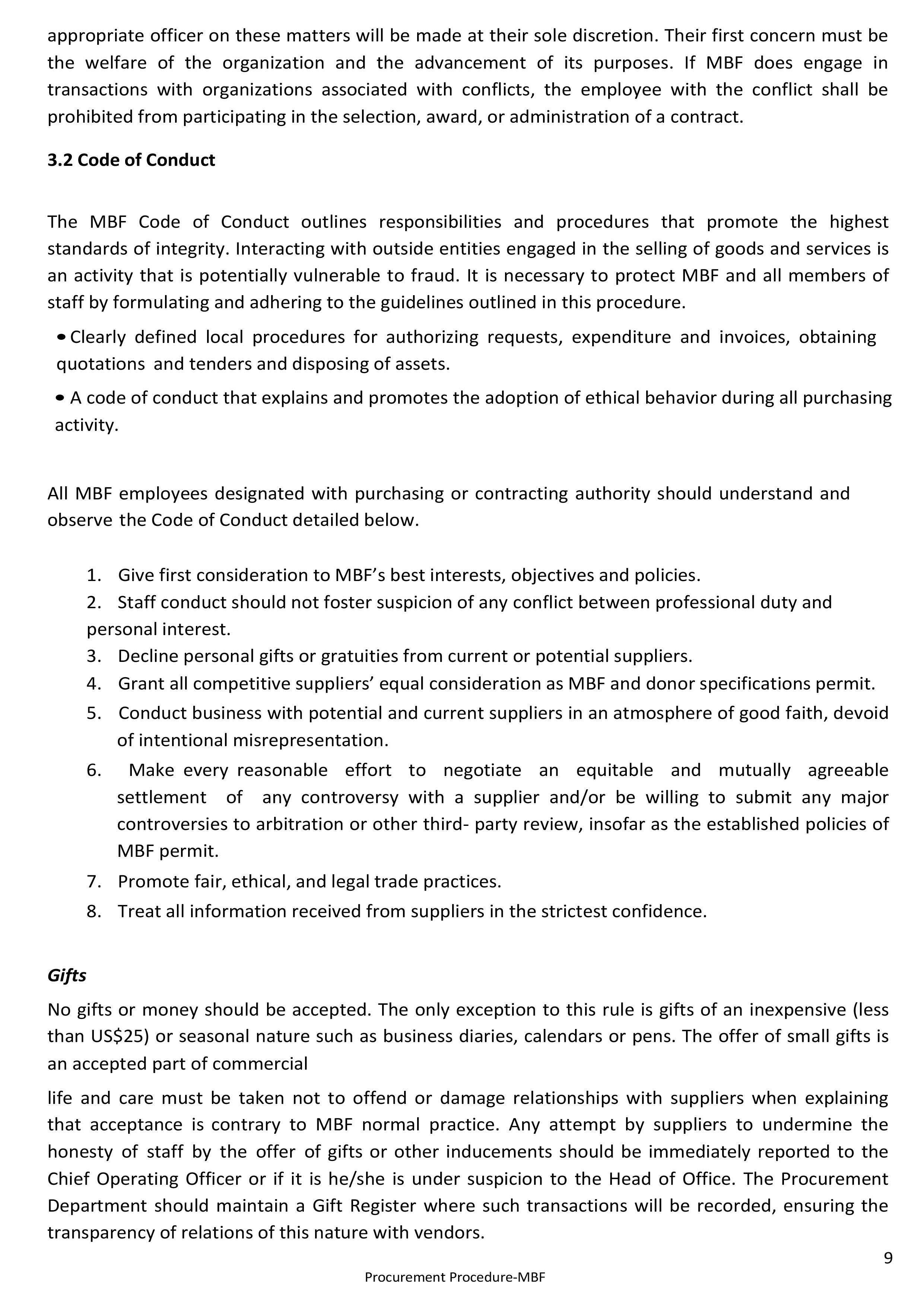 Procurement Procedures
