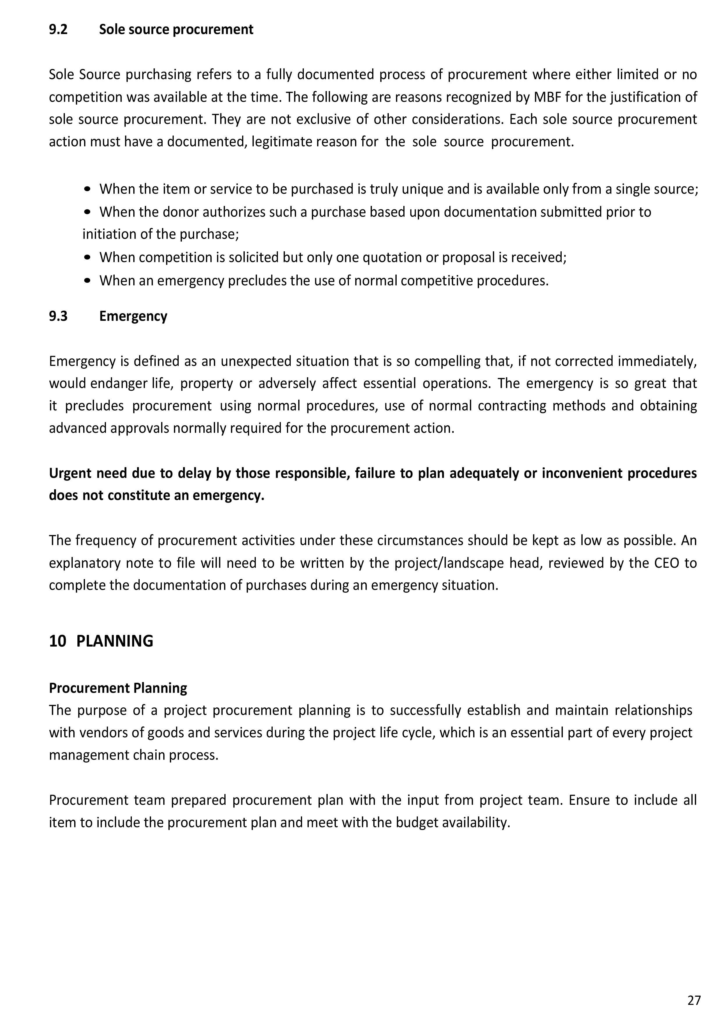 Procurement Procedures