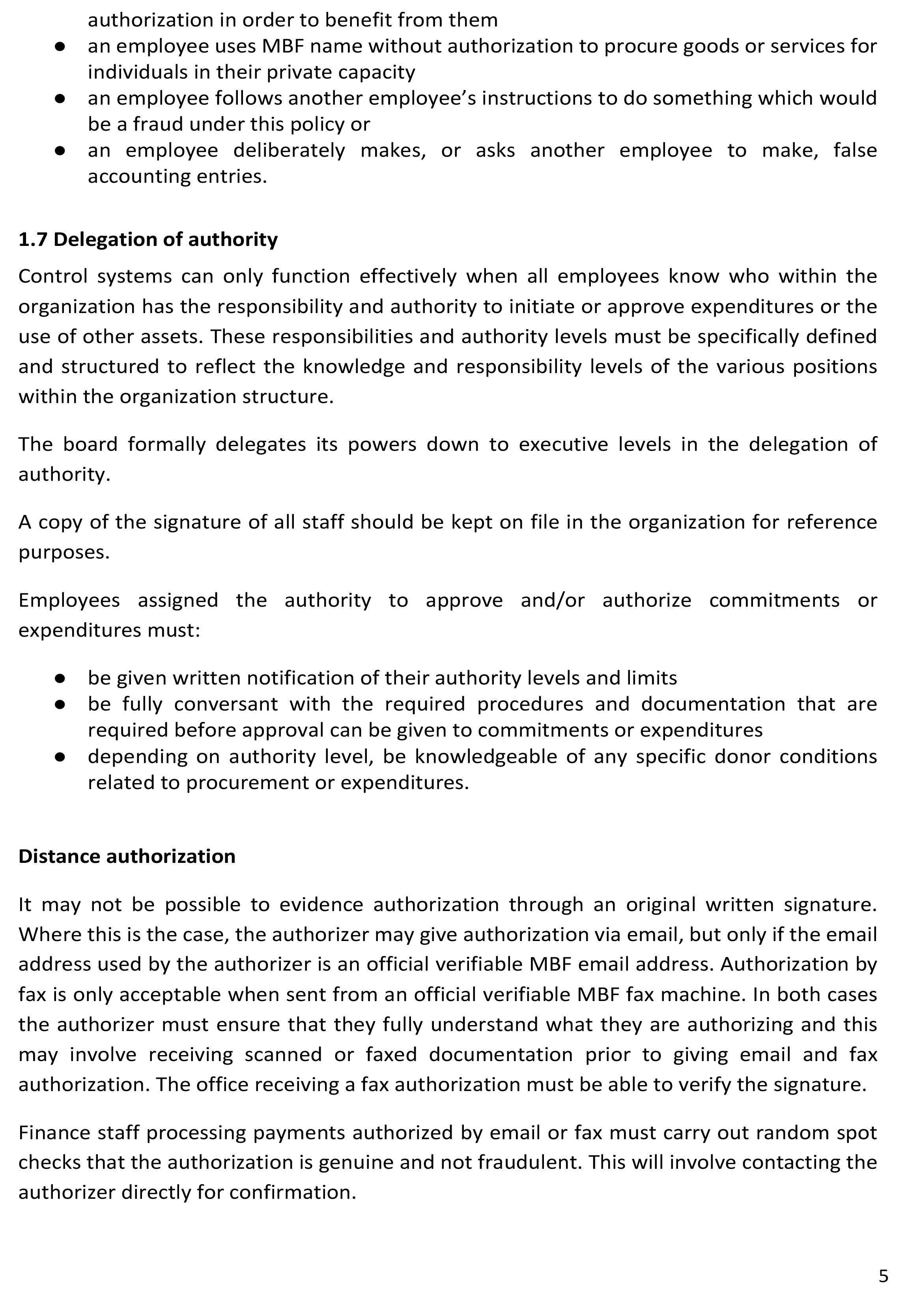 Finance Procedures